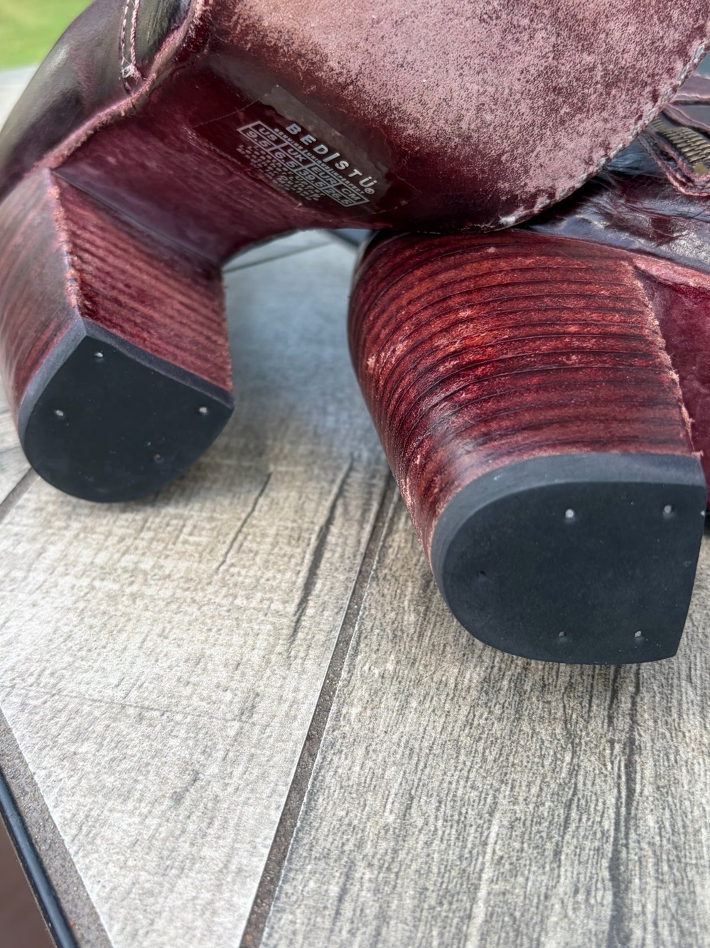 BED STU Isla Burgundy Leather Ankle Boots Women Sz 9.5 Heeled Buckle Cobbler - Picture 14 of 16